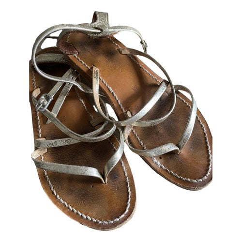 Pre-owned Kjacques Leather Sandal In Gold