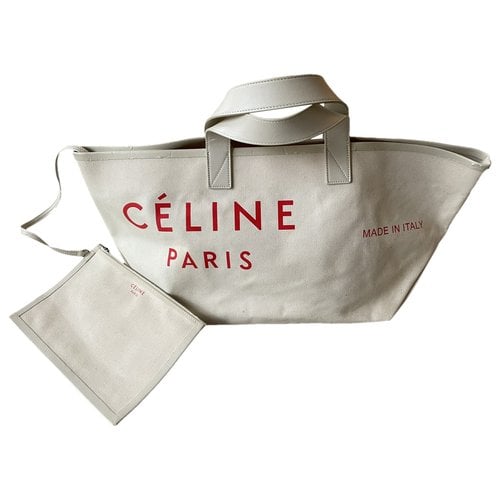 Pre-owned Celine Made In Tote Bag Cloth Tote In White