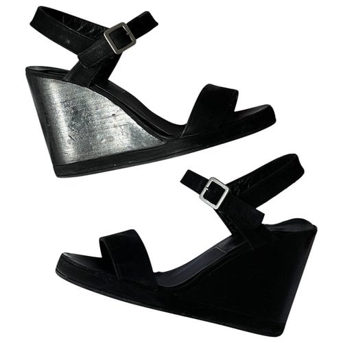 Pre-owned Kenzo Vegan Leather Sandals In Black