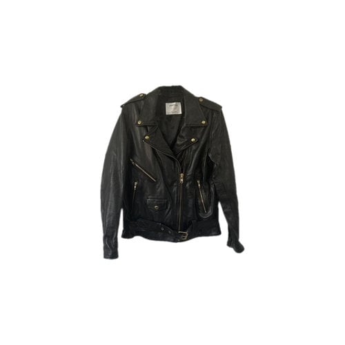 Pre-owned Understated Leather Leather Jacket In Black