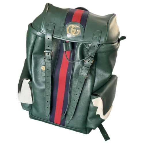 Pre-owned Gucci Ophidia Leather Travel Bag In Green