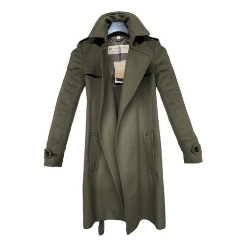 Pre-owned Burberry Cashmere Trench Coat In Green