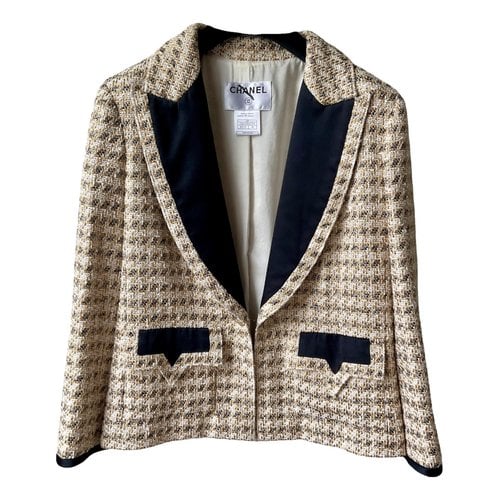 Pre-owned Chanel Tweed Blazer In Gold