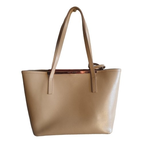 Pre-owned Ted Baker Leather Tote In Beige