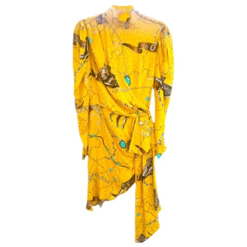 Pre-owned Marianna Senchina Silk Mini Dress In Yellow