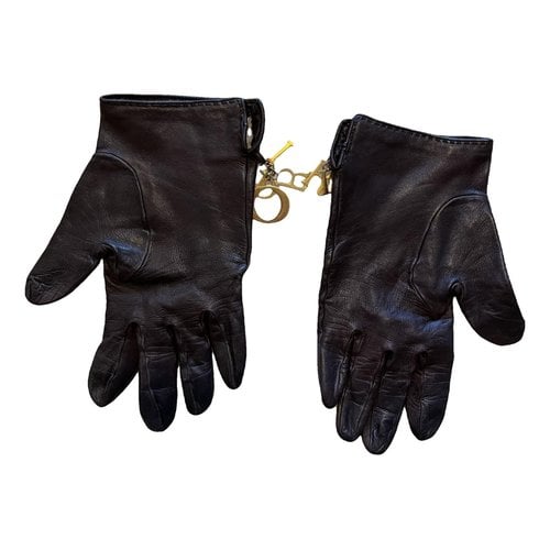Pre-owned Dior Leather Gloves In Brown