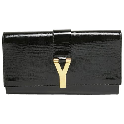 Pre-owned Saint Laurent Patent Leather Clutch Bag In Black