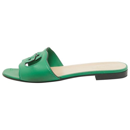 Pre-owned Gucci Patent Leather Sandal In Green