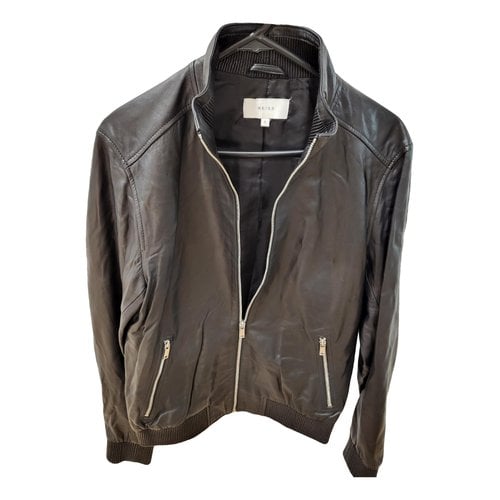 Pre-owned Reiss Leather Jacket In Black