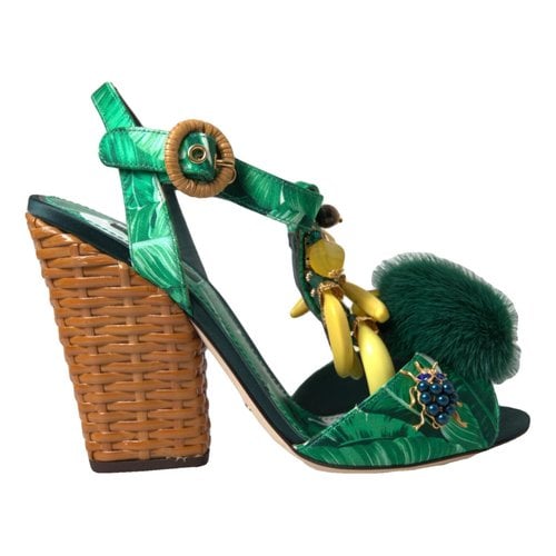 Pre-owned Dolce & Gabbana Cloth Sandal In Green