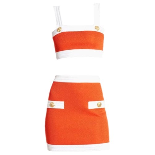 Pre-owned Balmain Mini Skirt In Orange