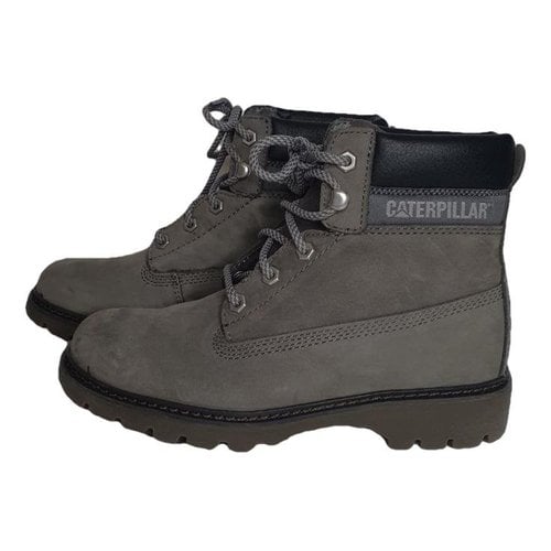Pre-owned Caterpillar Leather Boots In Grey