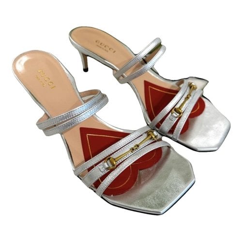 Pre-owned Gucci Leather Mules In Metallic