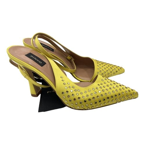 Pre-owned Pinko Glitter Boots In Yellow