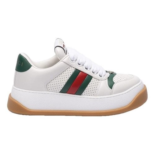 Pre-owned Gucci Screener Leather Trainers In White