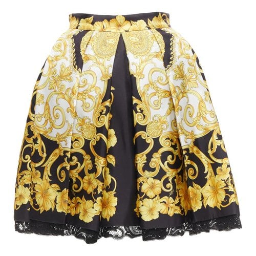 Pre-owned Versace Silk Skirt In Gold