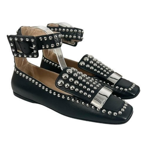 Pre-owned Sergio Rossi Leather Flats In Black