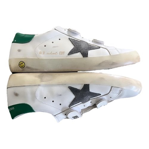 Pre-owned Golden Goose Old School Leather Trainers In White
