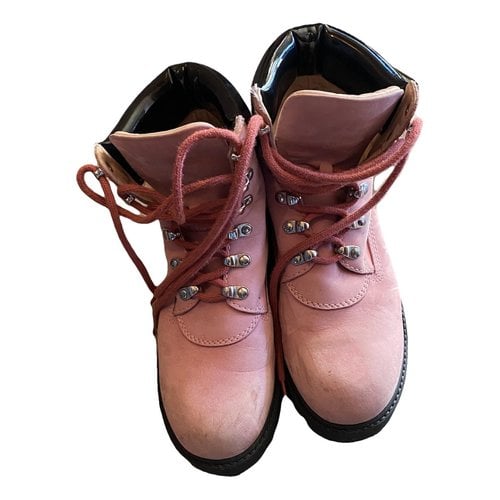 Pre-owned Acne Studios Leather Biker Boots In Pink