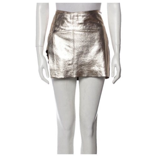 Pre-owned Ba&sh Leather Mini Skirt In Gold