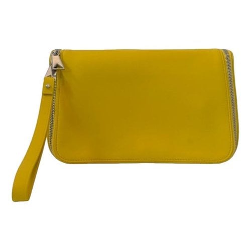 Pre-owned Bottega Veneta Triangle Leather Clutch Bag In Yellow