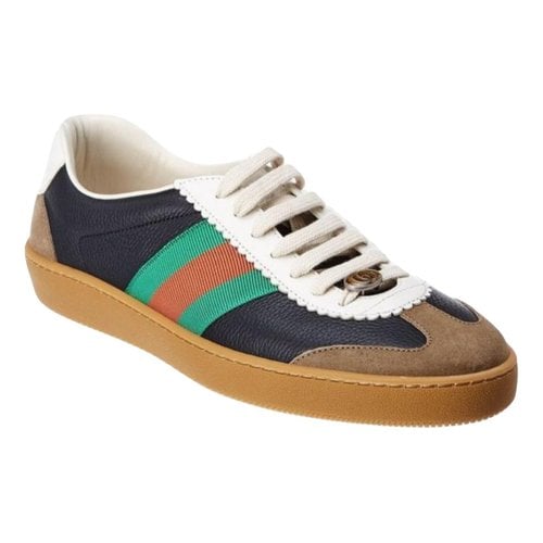 Pre-owned Gucci Web Leather Low Trainers In Multicolour