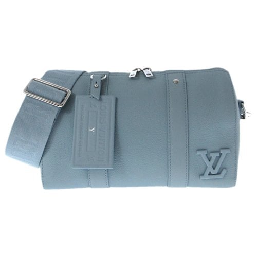 Pre-owned Louis Vuitton Keepall Leather Bag In Blue