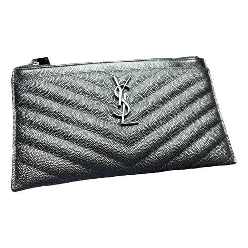 Pre-owned Saint Laurent Leather Clutch In Black