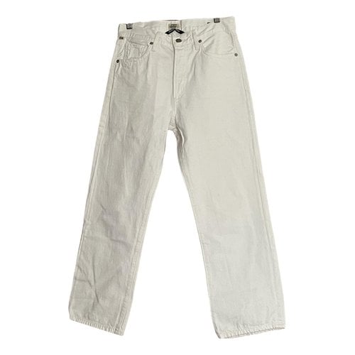 Pre-owned Citizens Of Humanity Straight Jeans In Ecru