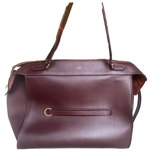 Pre-owned Celine Ring Leather Tote In Burgundy
