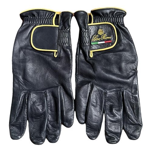 Pre-owned Loro Piana Leather Gloves In Navy