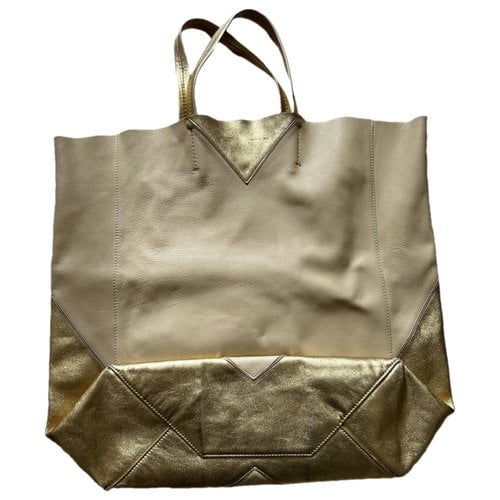Pre-owned Celine Cabas Phantom Leather Tote In Gold