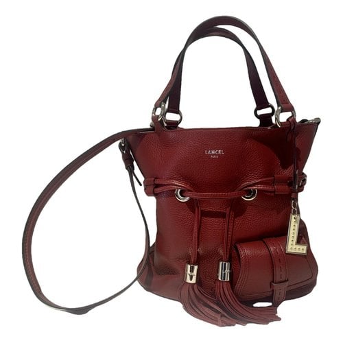 Pre-owned Lancel 1er Flirt Leather Handbag In Burgundy