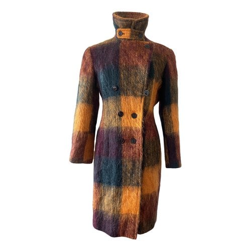 Pre-owned Kenzo Wool Coat In Burgundy