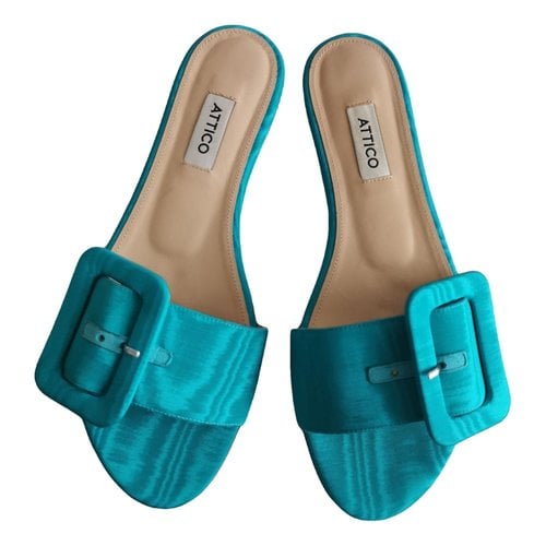 Pre-owned Attico Cloth Mules In Turquoise