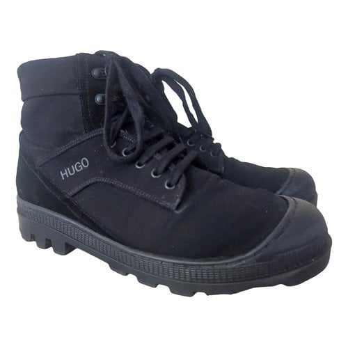 Pre-owned Hugo Boss Cloth Boots In Black