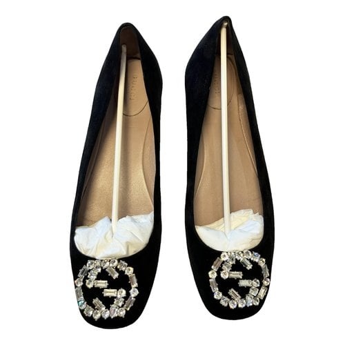 Pre-owned Gucci Sylvie Ballet Flats In Black