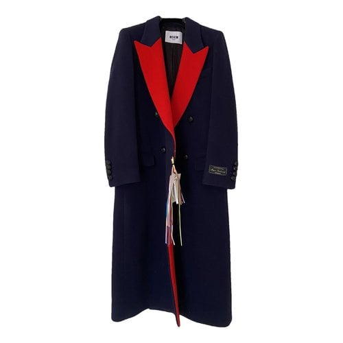 Pre-owned Msgm Wool Coat In Blue