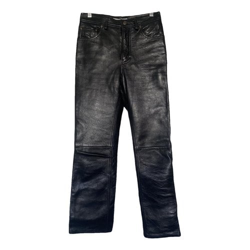 Pre-owned Acne Studios Leather Straight Pants In Black