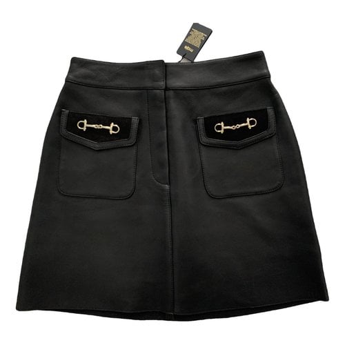 Pre-owned Maje Leather Skirt In Black