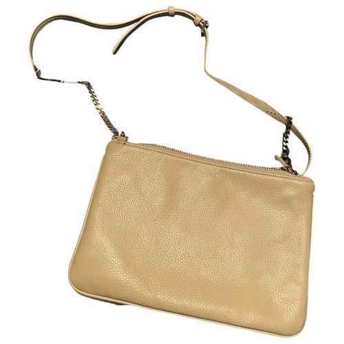 Pre-owned Sandro Addict Leather Crossbody Bag In Beige