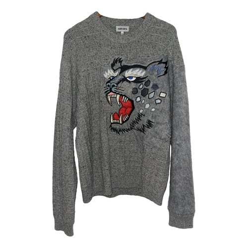 Pre-owned Kenzo Tiger Wool Sweatshirt In Grey