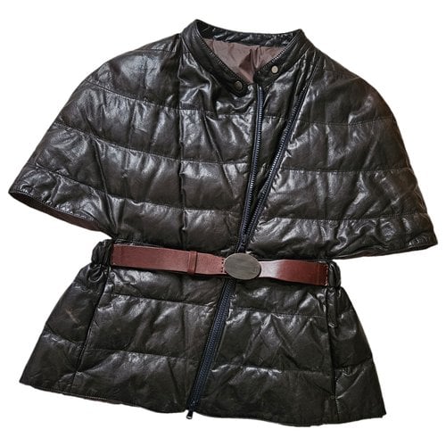 Pre-owned Brunello Cucinelli Leather Short Vest In Black