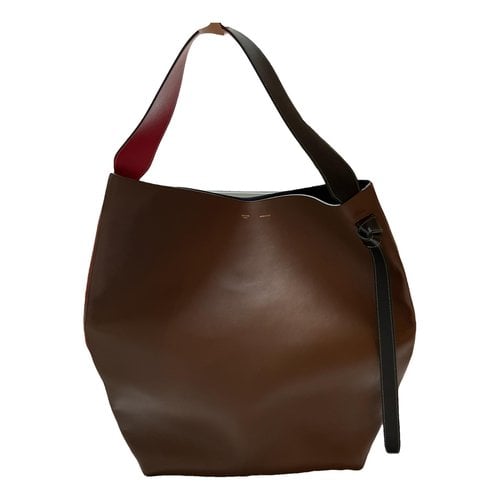 Pre-owned Celine Twisted Leather Tote In Brown