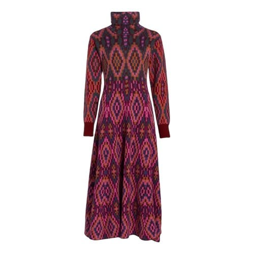 Pre-owned Farm Rio Wool Mid-length Dress In Multicolour