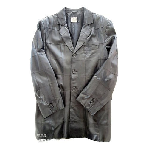 Pre-owned Armani Collezioni Leather Vest In Black