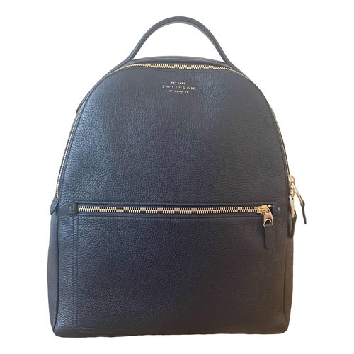 Pre-owned Smythson Leather Travel Bag In Navy
