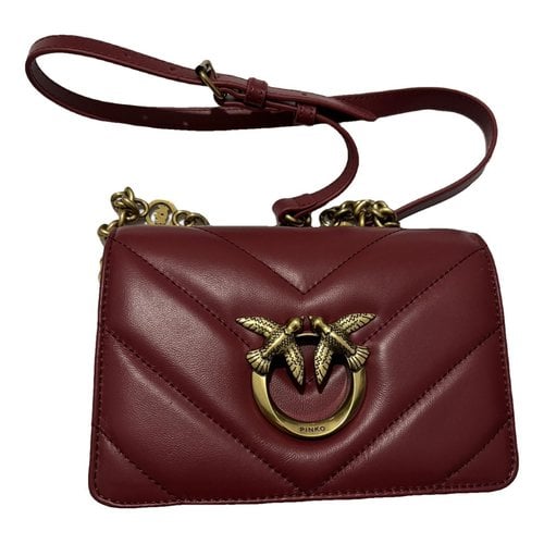 Pre-owned Pinko Love Bag Leather Handbag In Burgundy