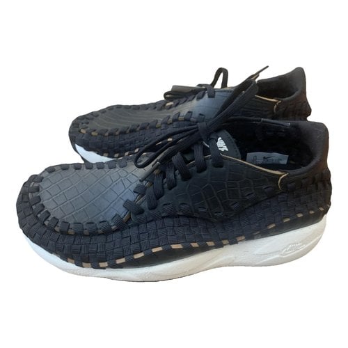 Pre-owned Nike Air Woven Leather Trainers In Black