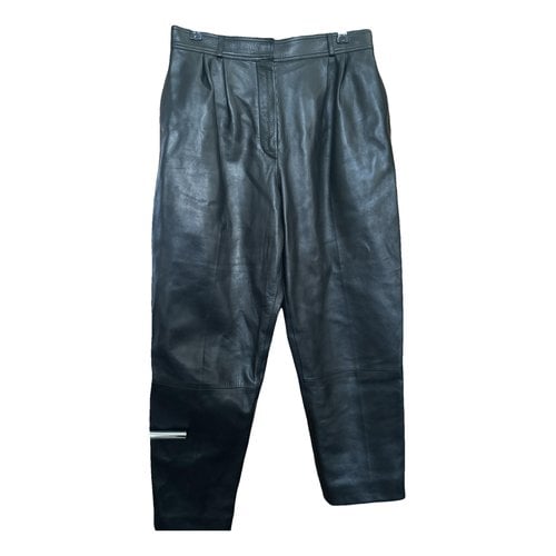 Pre-owned Alexander Mcqueen Leather Trousers In Black